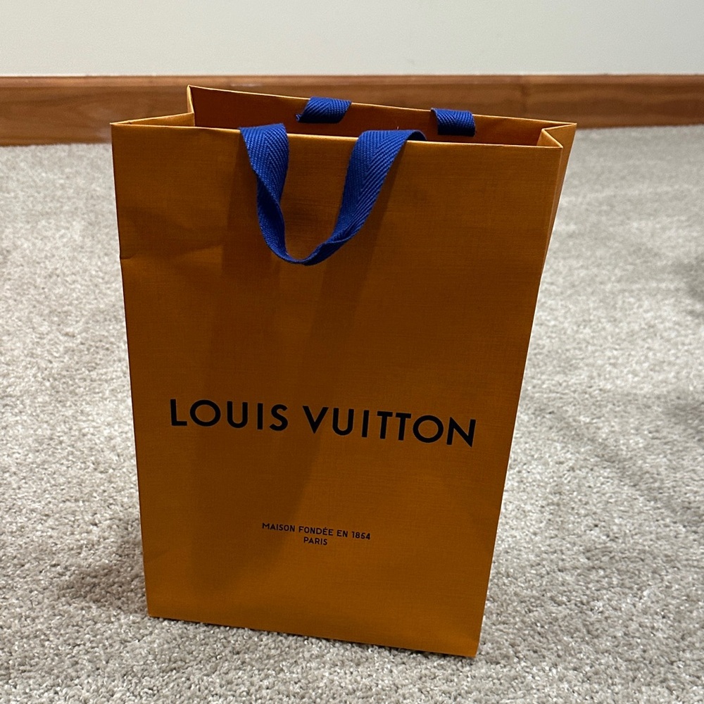 Louis Vuitton Orange Gift Bag with Blue Handles